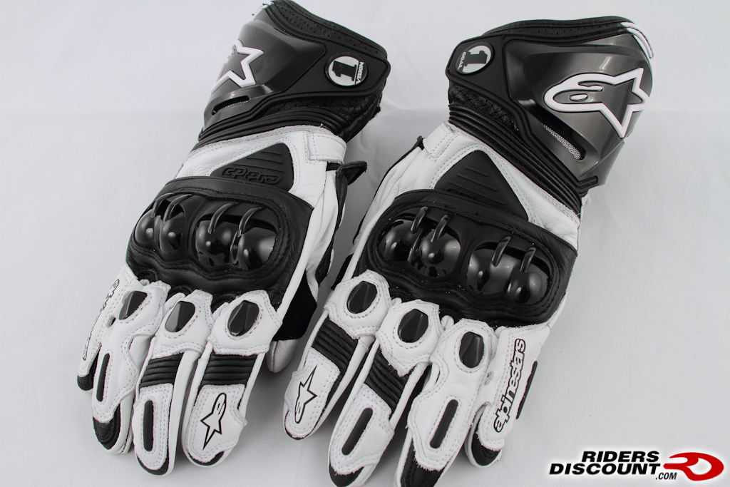 Black Alpinestars GP Pro Gloves. The PU wrist gauntlet is surprisingly 